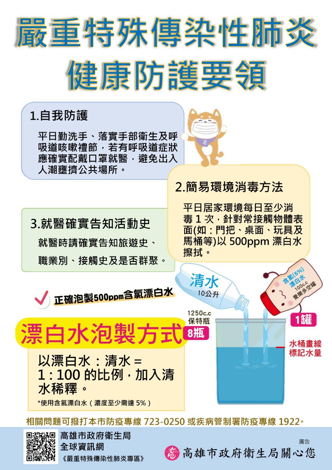 高市府教您泡製居家消毒水  全民一起有效防疫...
