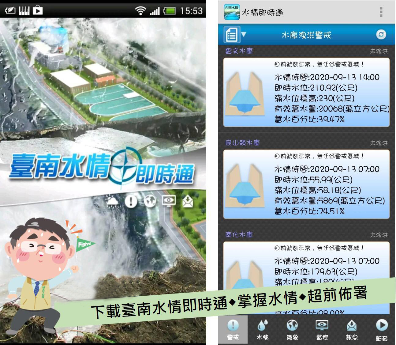 下載臺南水情APP  水庫洩洪資訊一把抓...