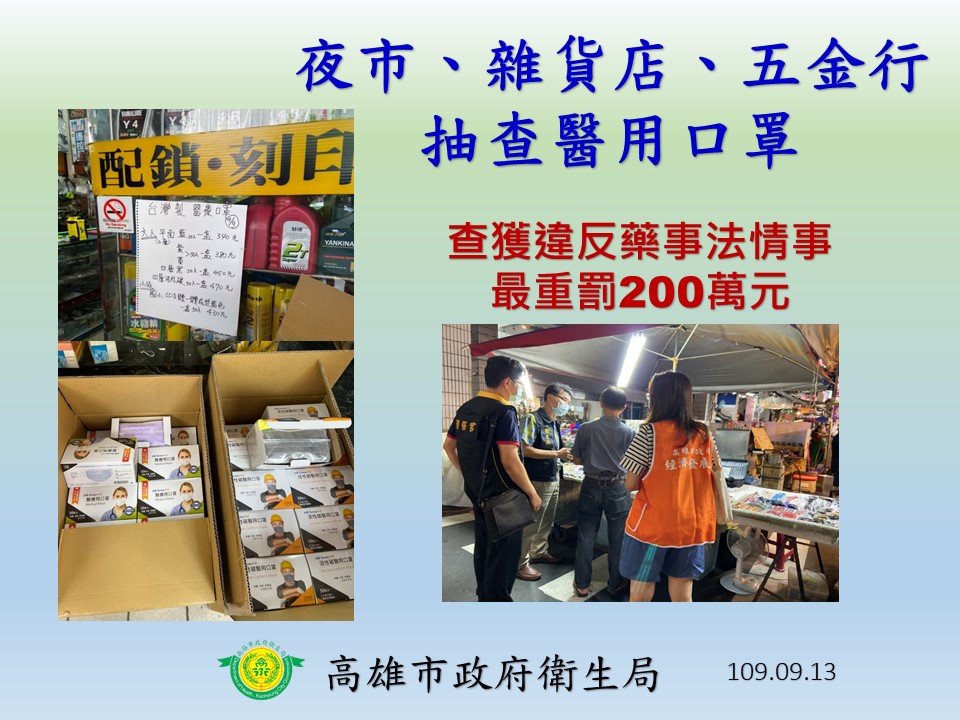 高市查獲私自販售醫用口罩  最高可罰2佰萬元...