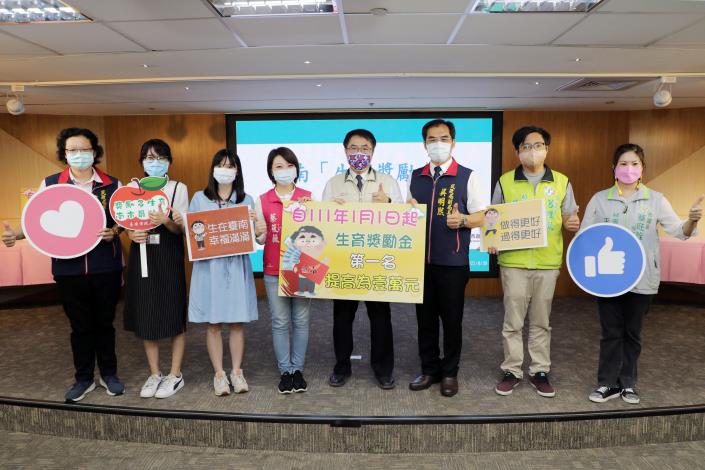 南市第一胎生育獎勵金  2022年起調高為1萬元...