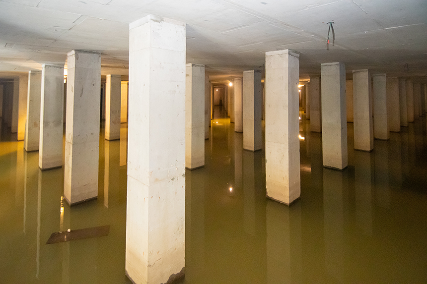 龍山埤塘生態公園打造雨水撲滿  有如地下宮殿...