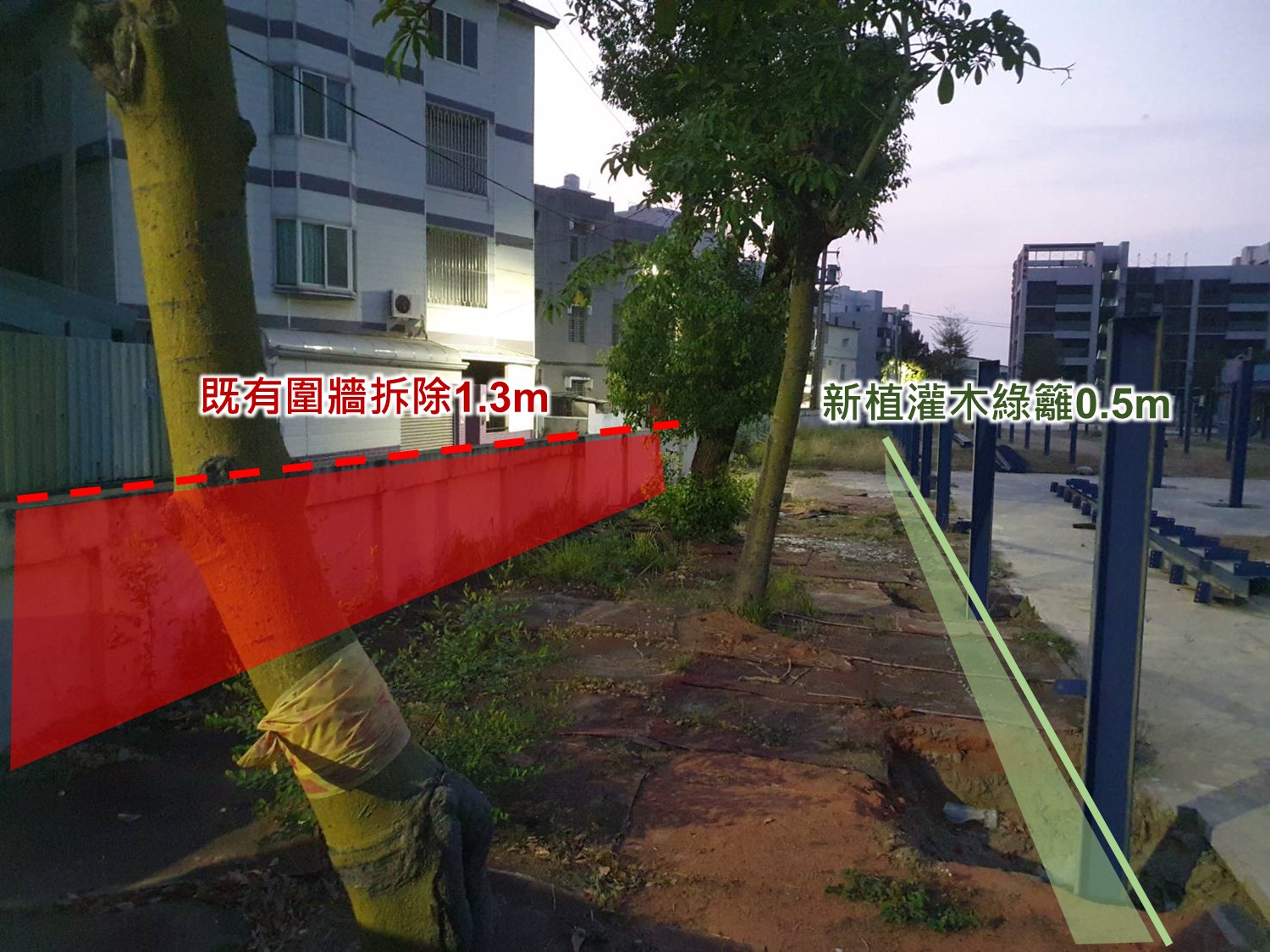 橋頭區仕隆國小拆除圍牆 營造社區化通學步道...