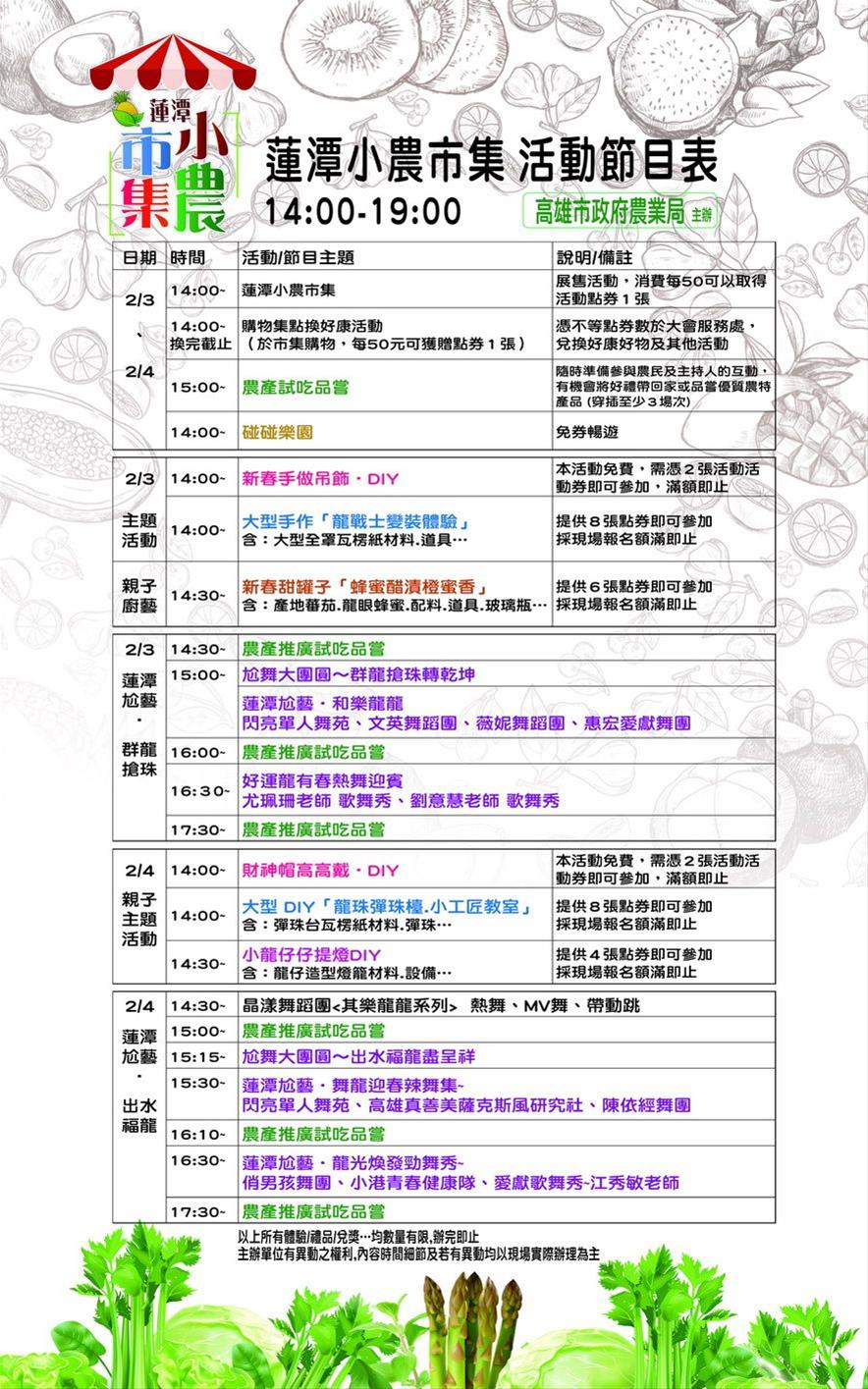 高新春特別活動有禮有獎有體驗  蓮潭小農市集X各式DIY創作X百名舞者競藝大PK