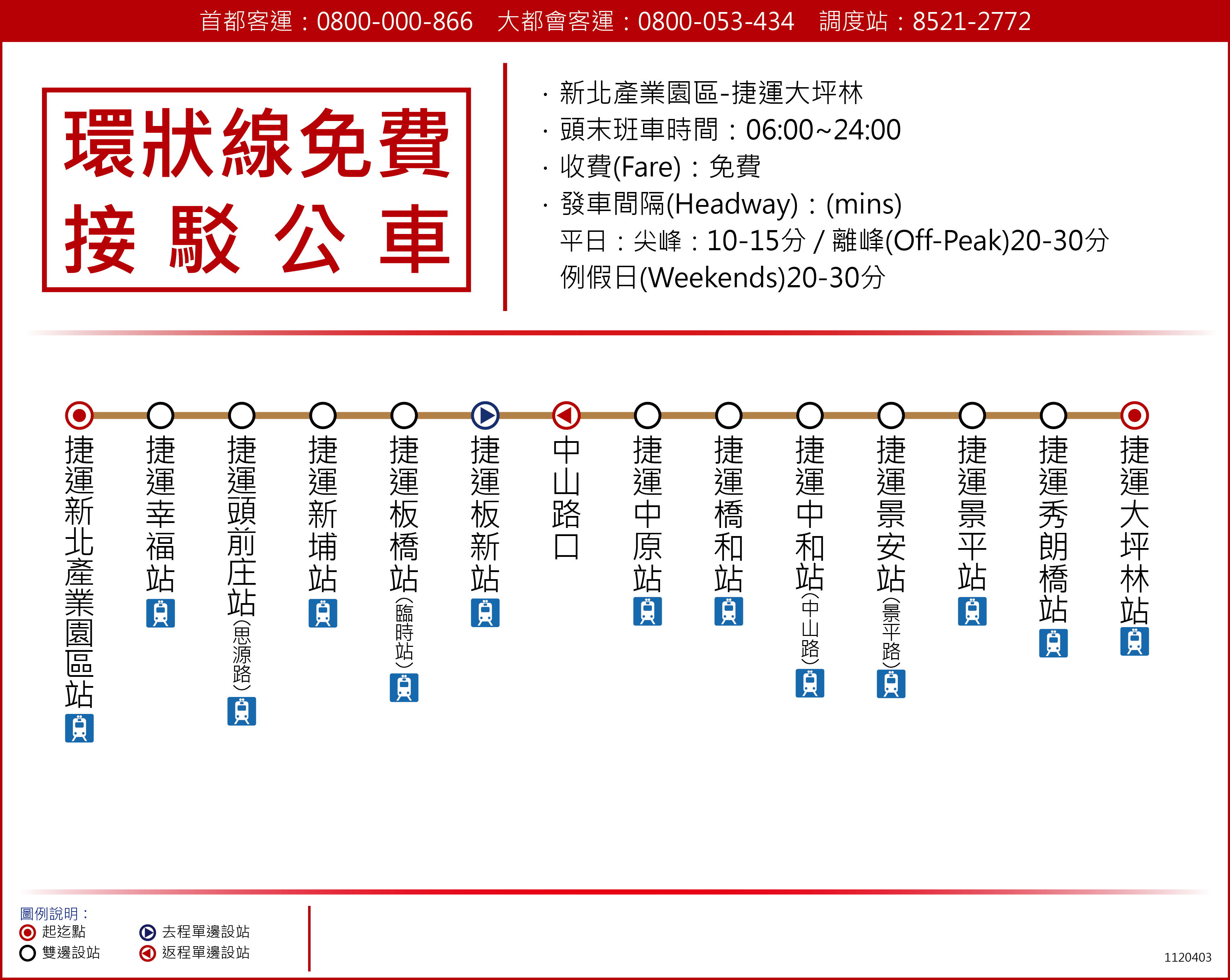 因應捷運環狀線停駛 新北增闢免費接駁公車...