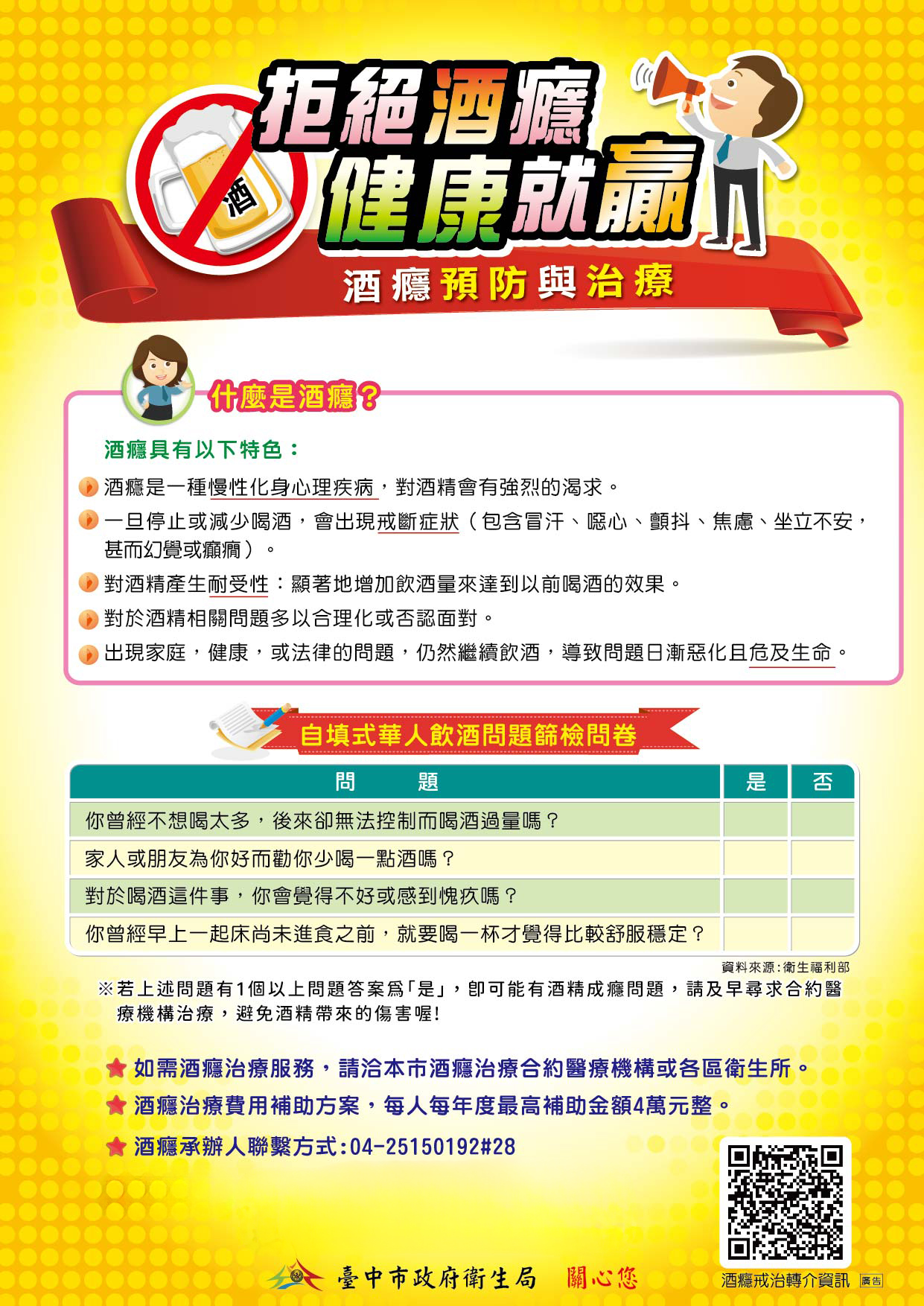 擺脫酒癮人生！ 台中市衛生局戒治補助最高4萬元...