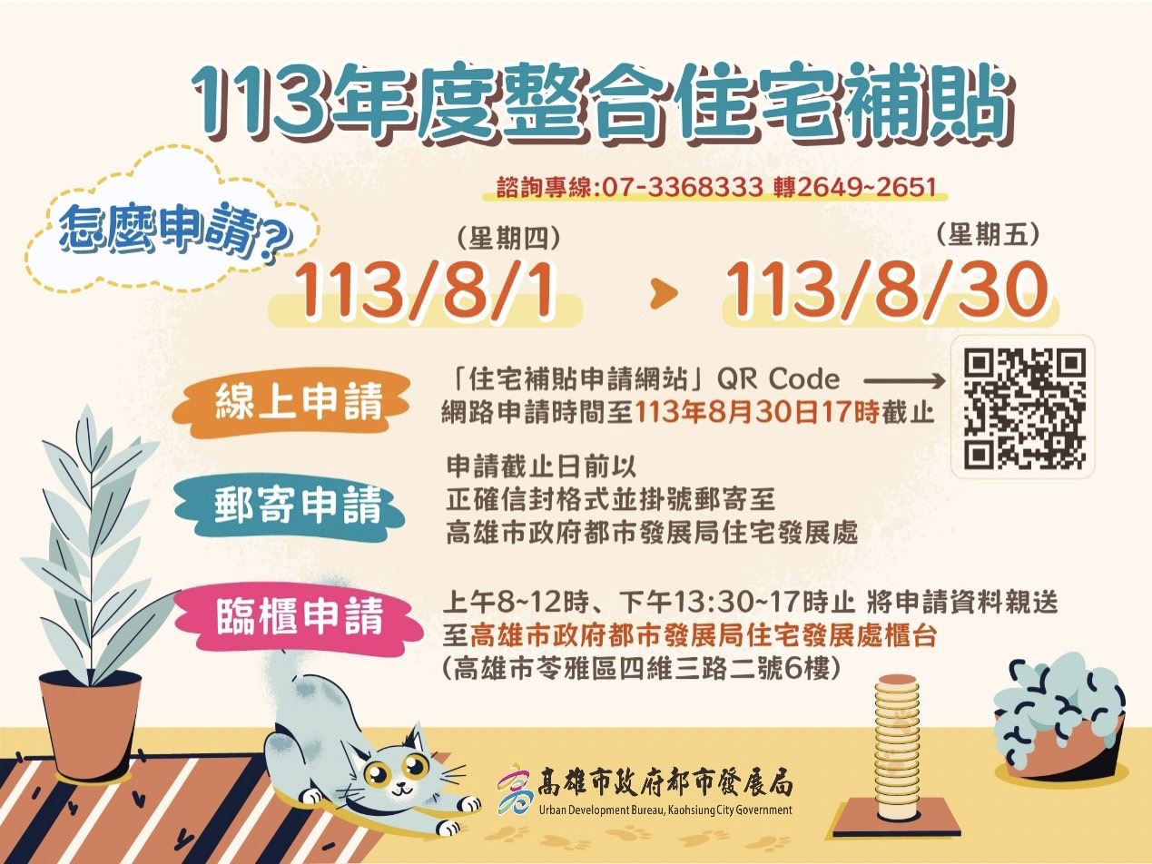 113年度自購及修繕住宅貸款利息補貼8月1日起開放申請...