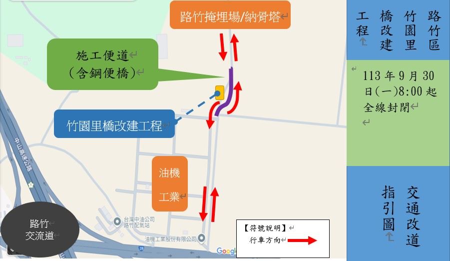 高雄竹園里橋封橋改建   請民眾改走臨時施工便道...