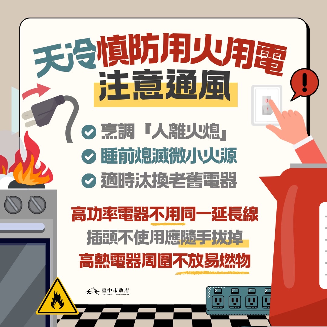 中市消防局籲提升防火意識   冬季用火用電注意安全...