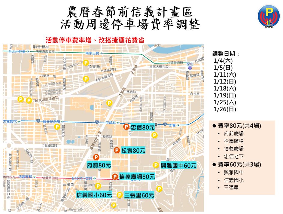 北市信義計畫區農曆春節前公有停車費率調整...