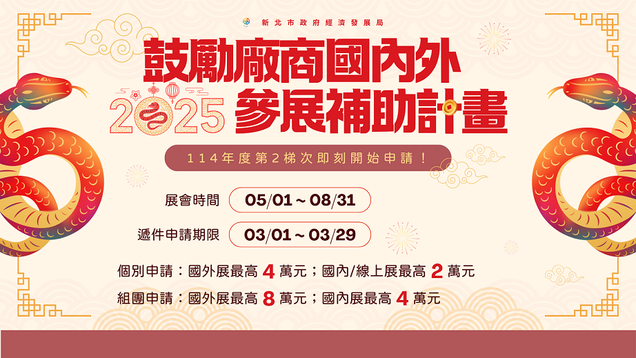 114年新北企業參展補助計畫   第2梯次即將受理申請...