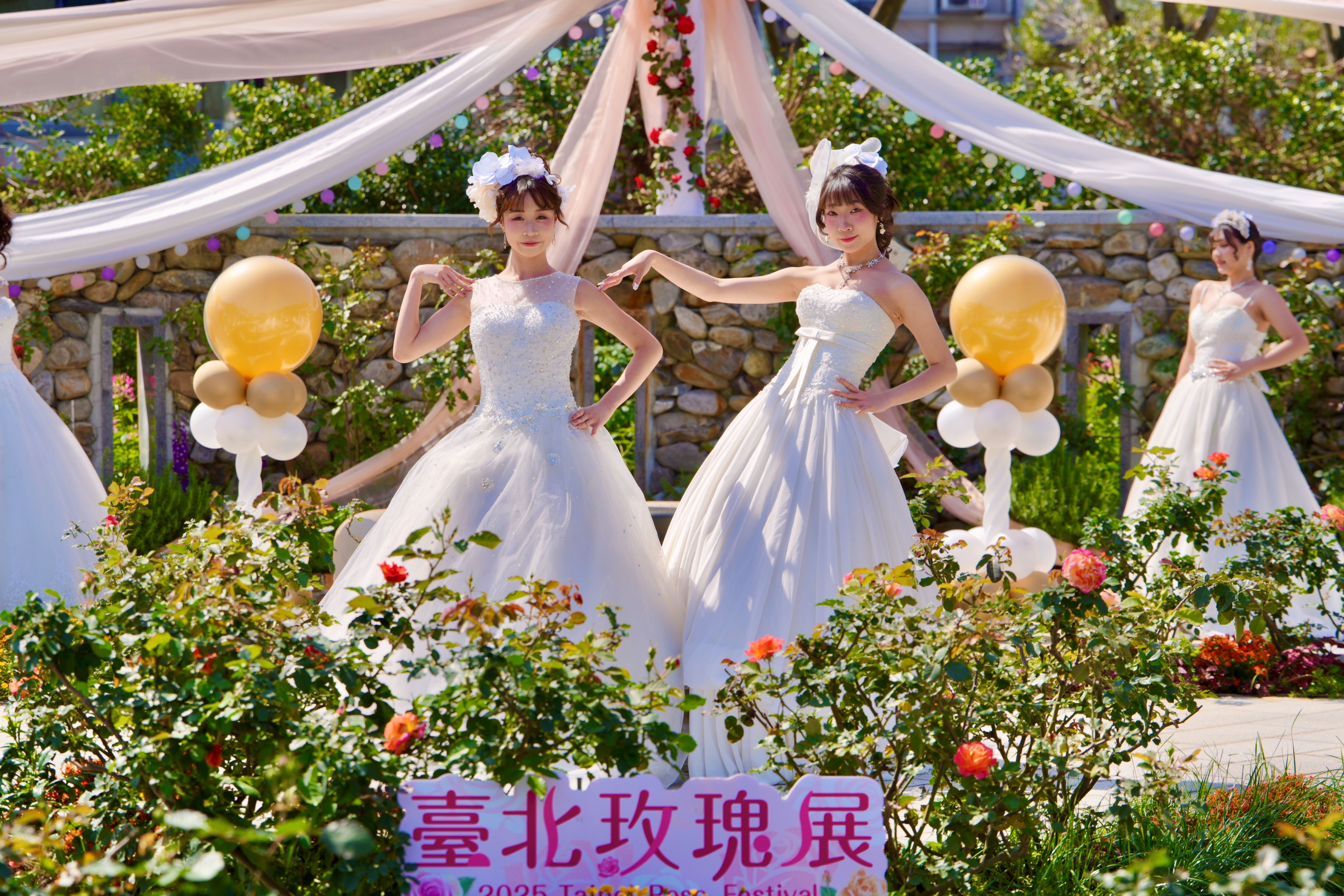 2025臺北玫瑰展 稻護時尚科美少女扮身玫瑰花仙子展演走秀...