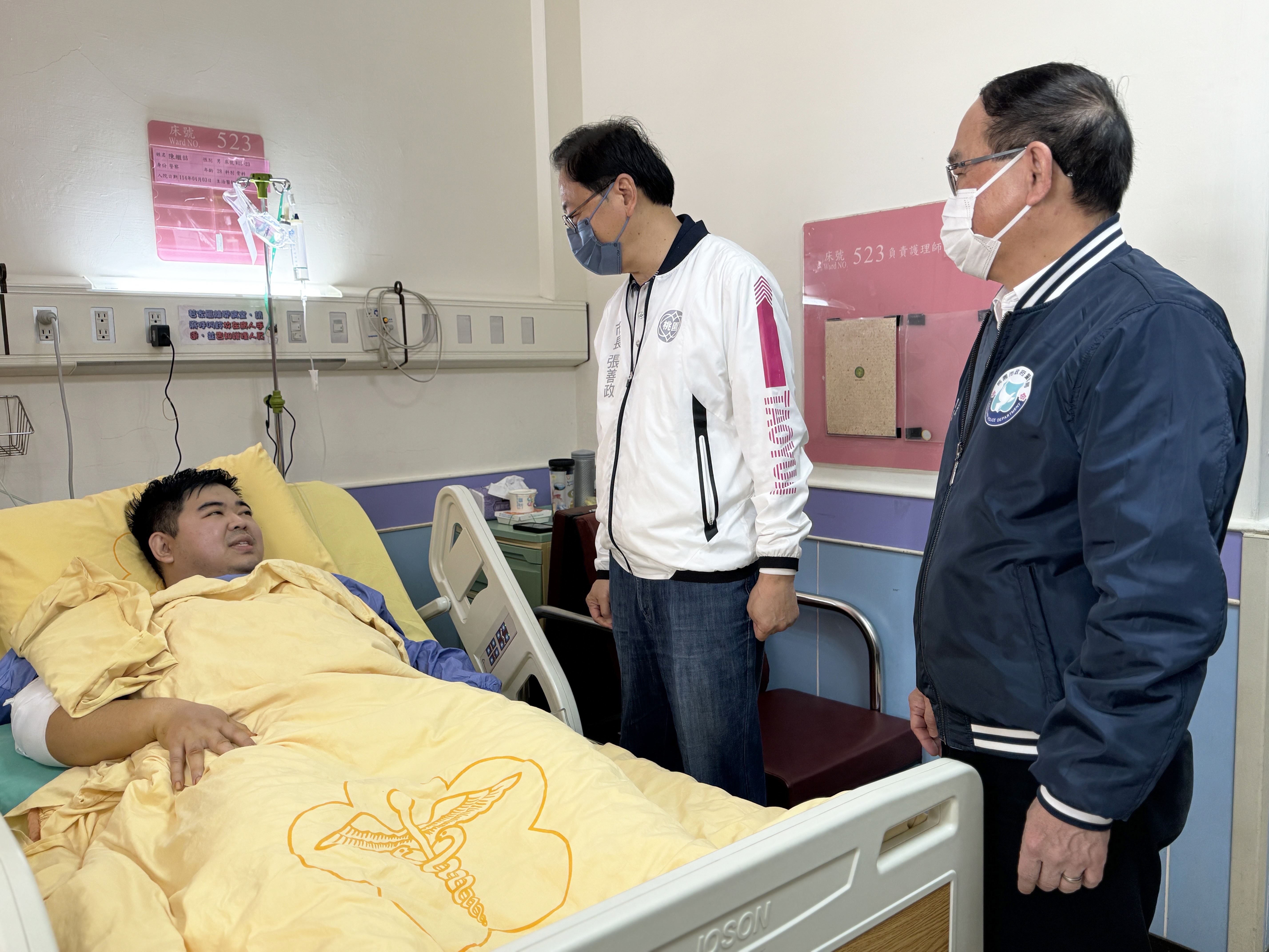 張市長慰問受傷龍潭警分局員警　全力協助後續康復事宜...