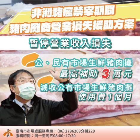 非洲豬瘟禁宰營運衝擊   臺南市受理豬肉攤商損失補助申請