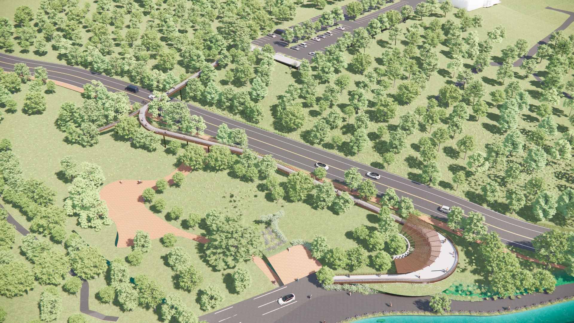 澄清湖人行天橋融合景觀、隱於樹林   完善綠廊步行系統