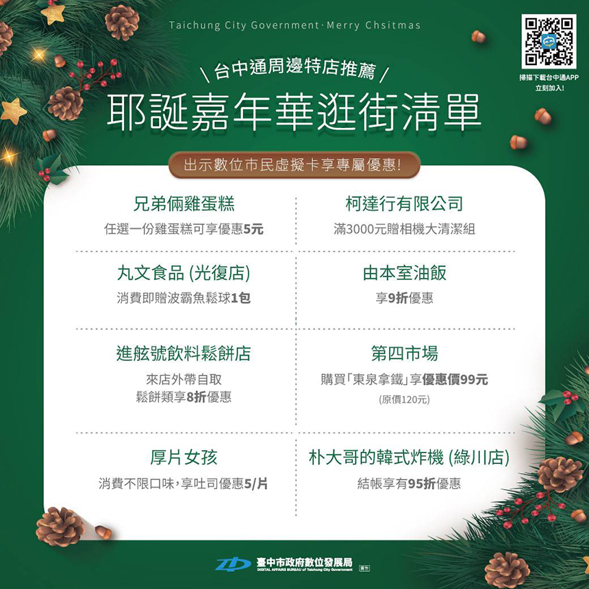 耶誕逛台中必備《台中通》！  專屬優惠陪你吃喝購物過佳...