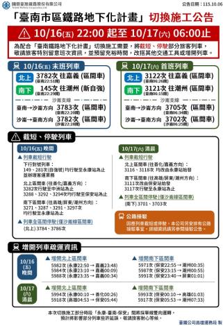 臺鐵-切換施工公告